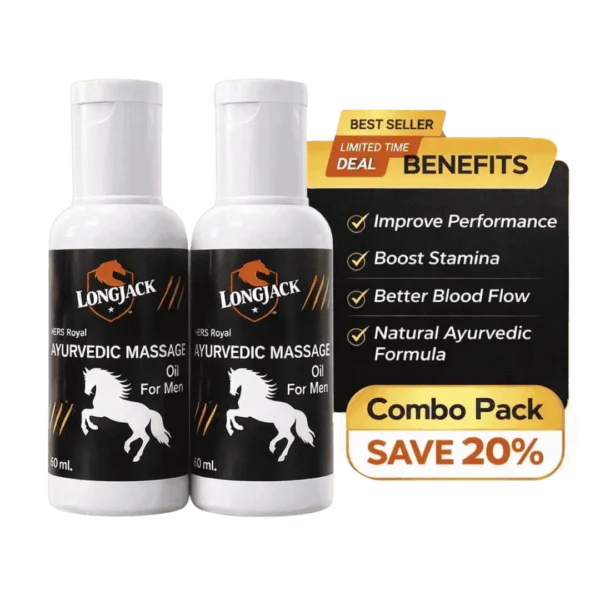 Pure Original Natural Ayurvedic Herbal Massage Oil for Men - 2 Bottles