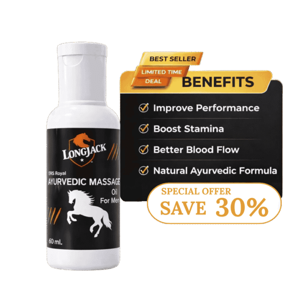 Pure Original Natural Ayurvedic Herbal Massage Oil for Men Stamina, Strength & Energy Support (50 ML)