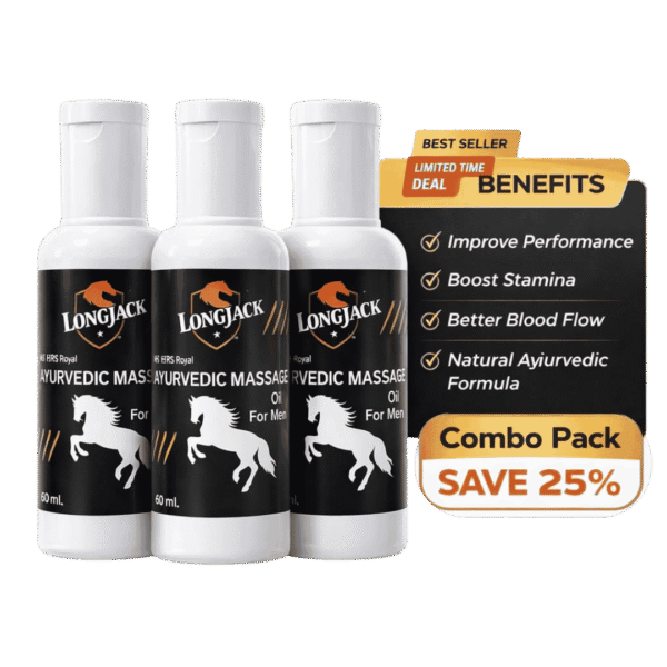 Pure Original Natural Ayurvedic Herbal Massage Oil for Men - 3 Bottles